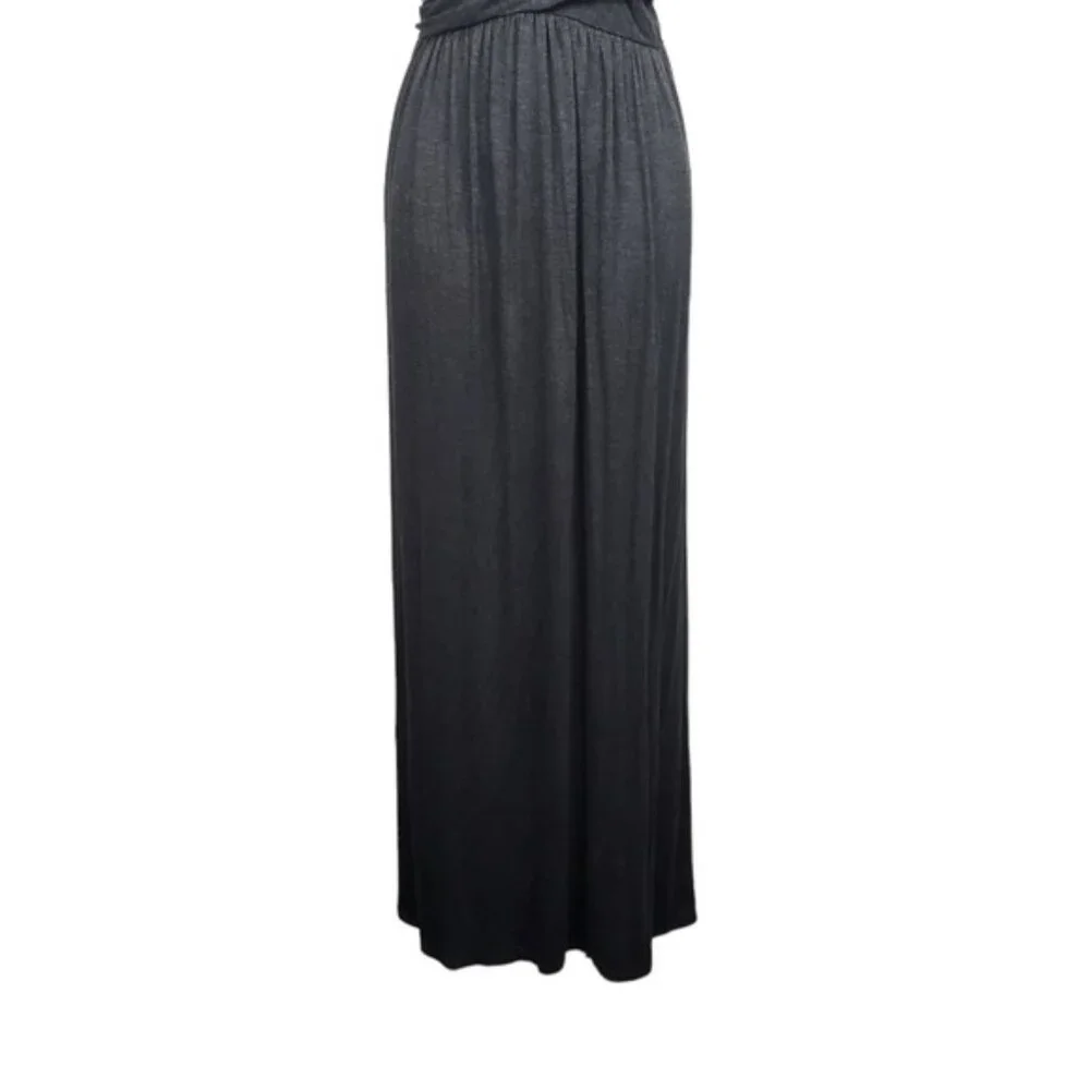 Loft Womens Sleeveless Grey V-Neck Crossover Front Jersey Maxi Dress Size S NWT - Picture 3 of 7